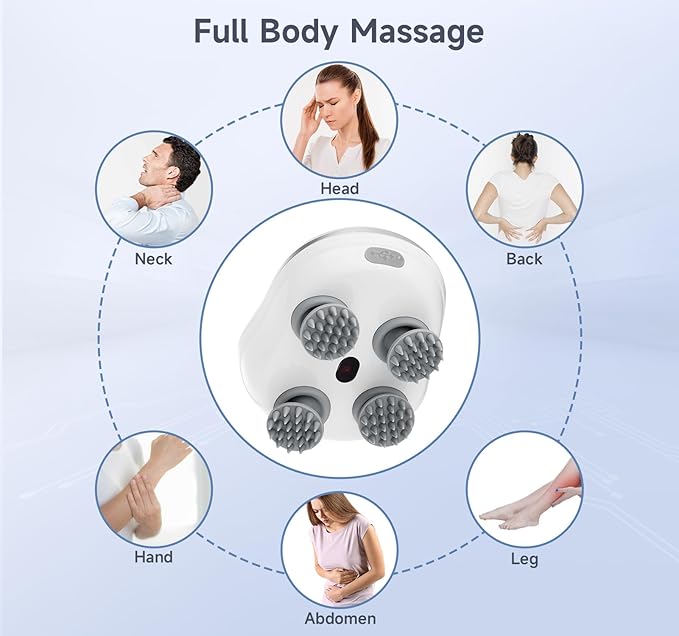 4-in-1 Electric Body Massager - Smart Scalp & Head Massager with Silicone Claws