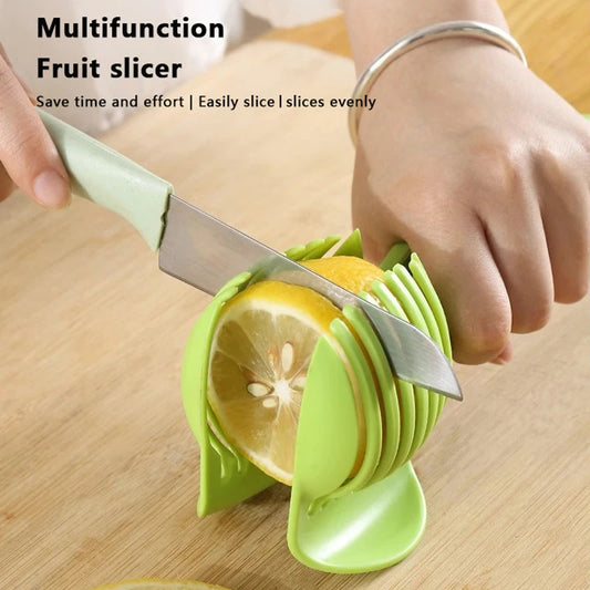 Handy Plastic Onion Rack & Vegetable Slicer - Safe Potato & Tomato Cutter Guide for Uniform Slices - Essential Kitchen Cooking Tool
