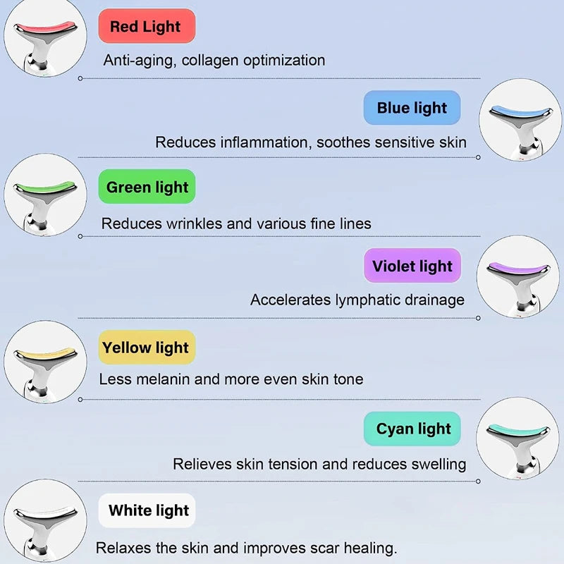 7-Color LED Photon Face & Neck Lifter | EMS Skin Tightening & Double Chin Remover