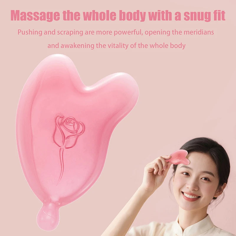 Facial Gua Sha Scraping Tool | Pink Resin Face Lifting & Nose Contouring Scraper