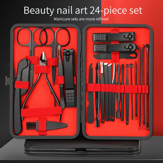 4-24 Piece Professional Manicure Set | Stainless Steel Nail Clipper & Pedicure Kit