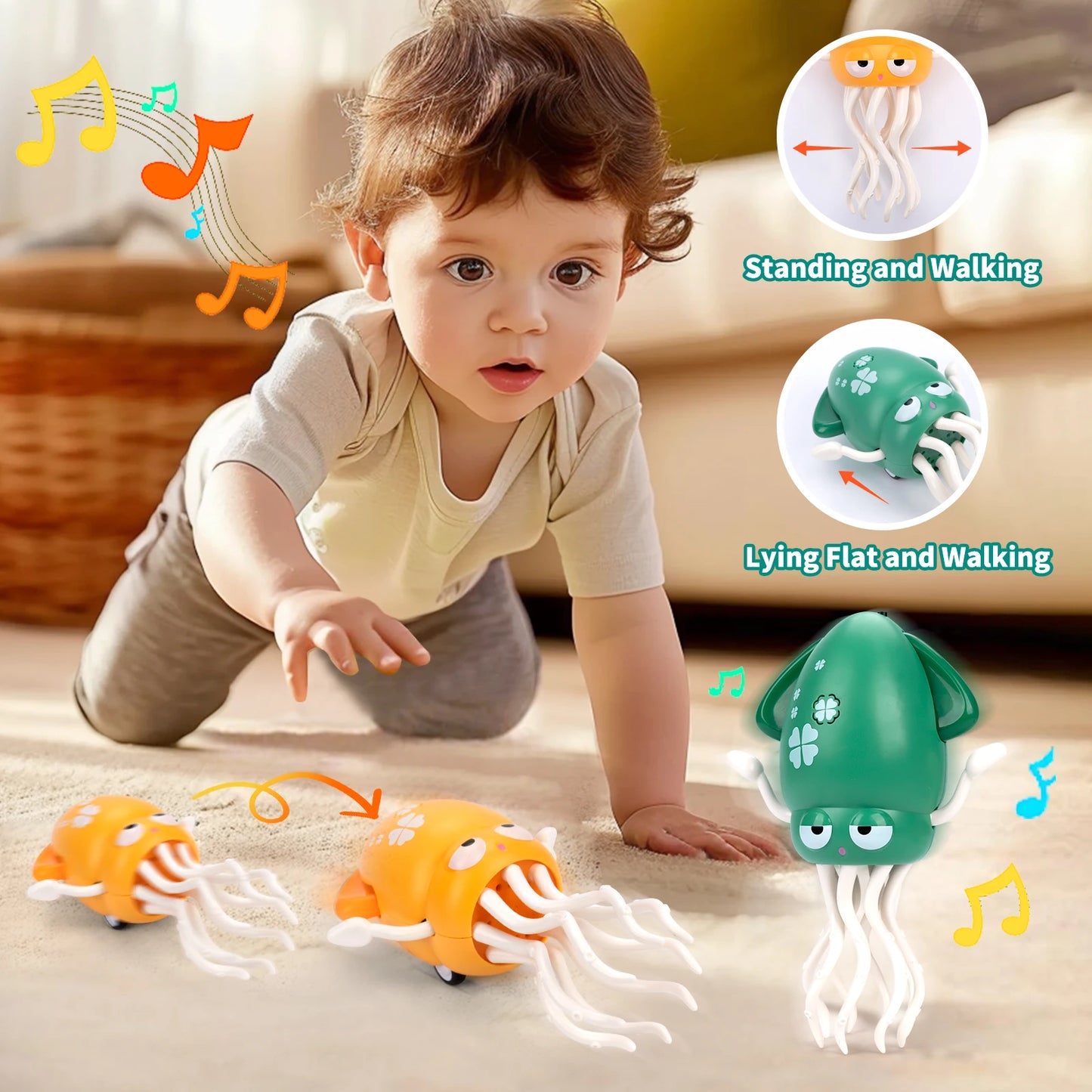 Funny Interactive Dancing Squid Toy with LED Lights and Music for Kids