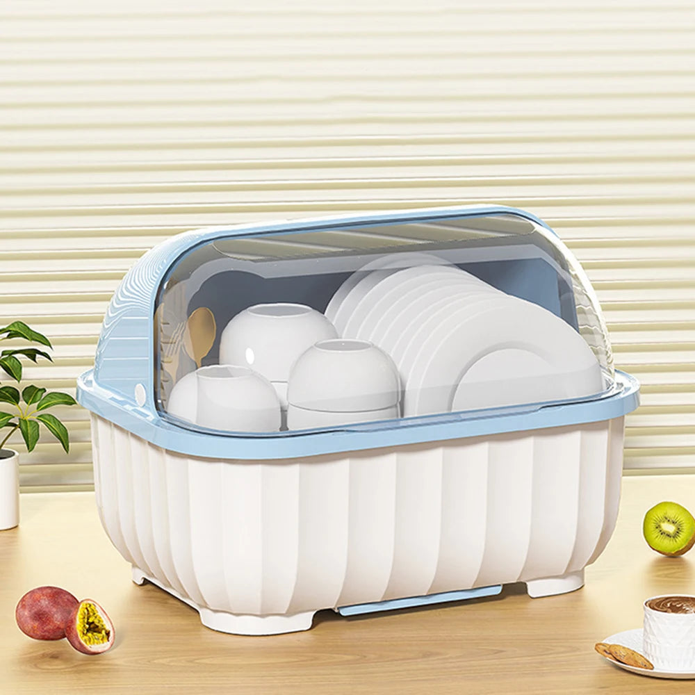 Dustproof Kitchen Tableware Storage Rack - Large Capacity Drain Rack & Cutlery Box - Multi-Functional Cupboard for Bowls & Cups