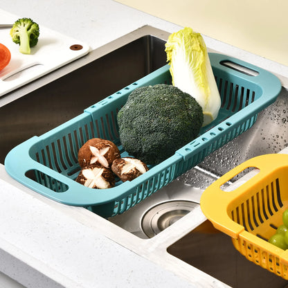 Sink Rack & Adjustable Drain Basket - Multi-Functional