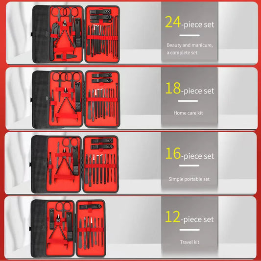 4-24 Piece Professional Manicure Set | Stainless Steel Nail Clipper & Pedicure Kit