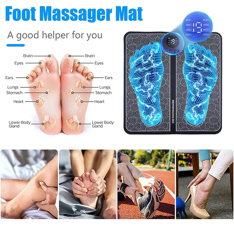 EMS Electric Foot Massager Mat for Pain Relief & Circulation