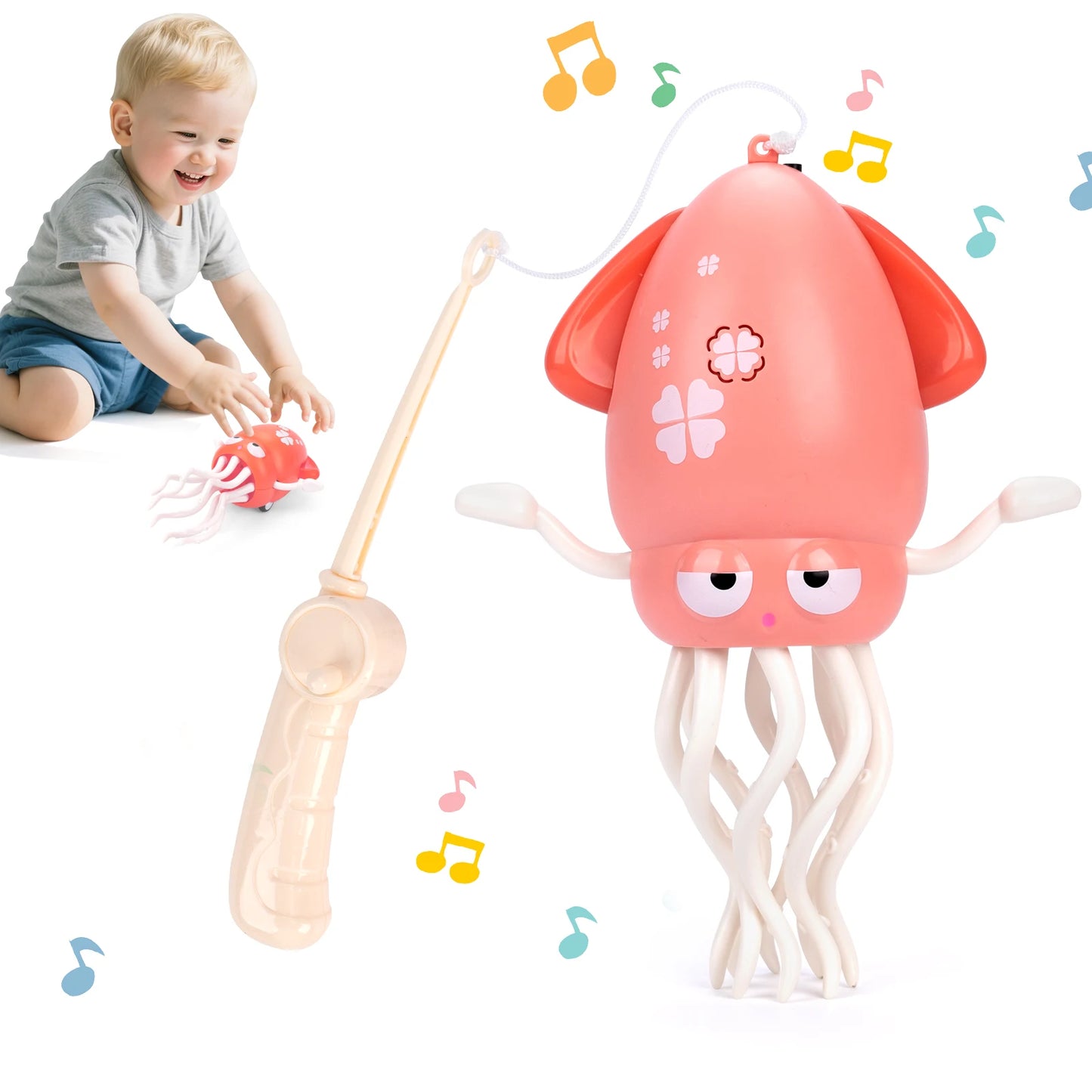 Funny Interactive Dancing Squid Toy with LED Lights and Music for Kids