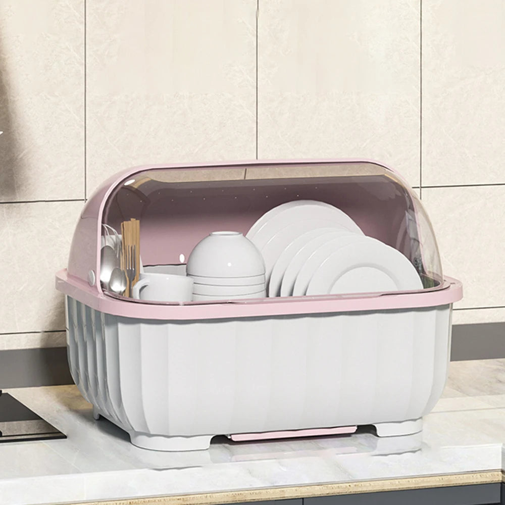 Dustproof Kitchen Tableware Storage Rack - Large Capacity Drain Rack & Cutlery Box - Multi-Functional Cupboard for Bowls & Cups