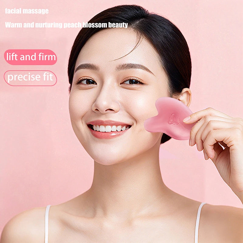 Facial Gua Sha Scraping Tool | Pink Resin Face Lifting & Nose Contouring Scraper