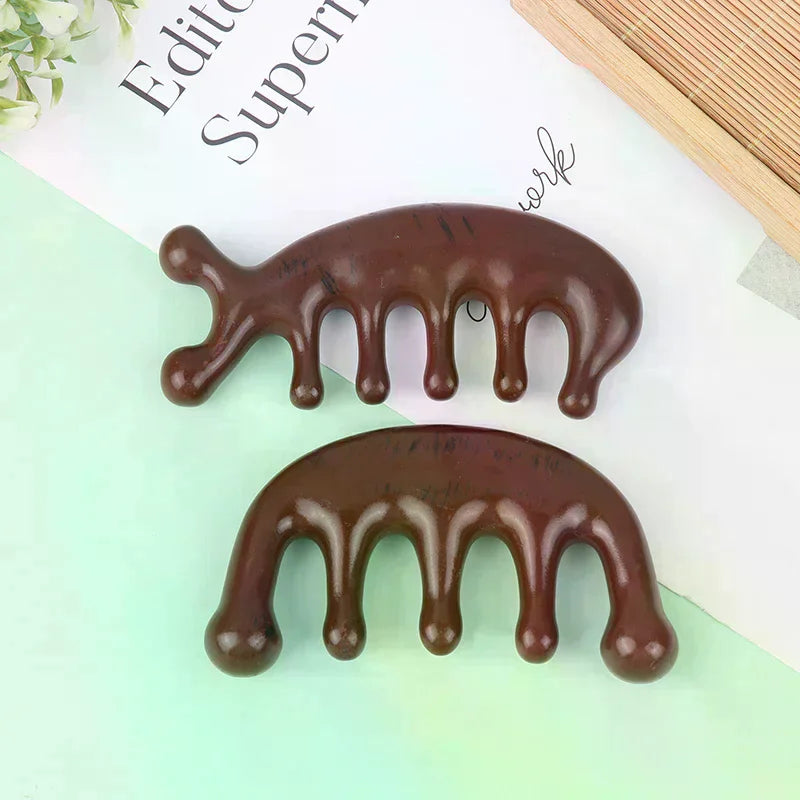 Natural Sandalwood Meridian Massage Comb | Scalp Gua Sha & Body Scraping Tool