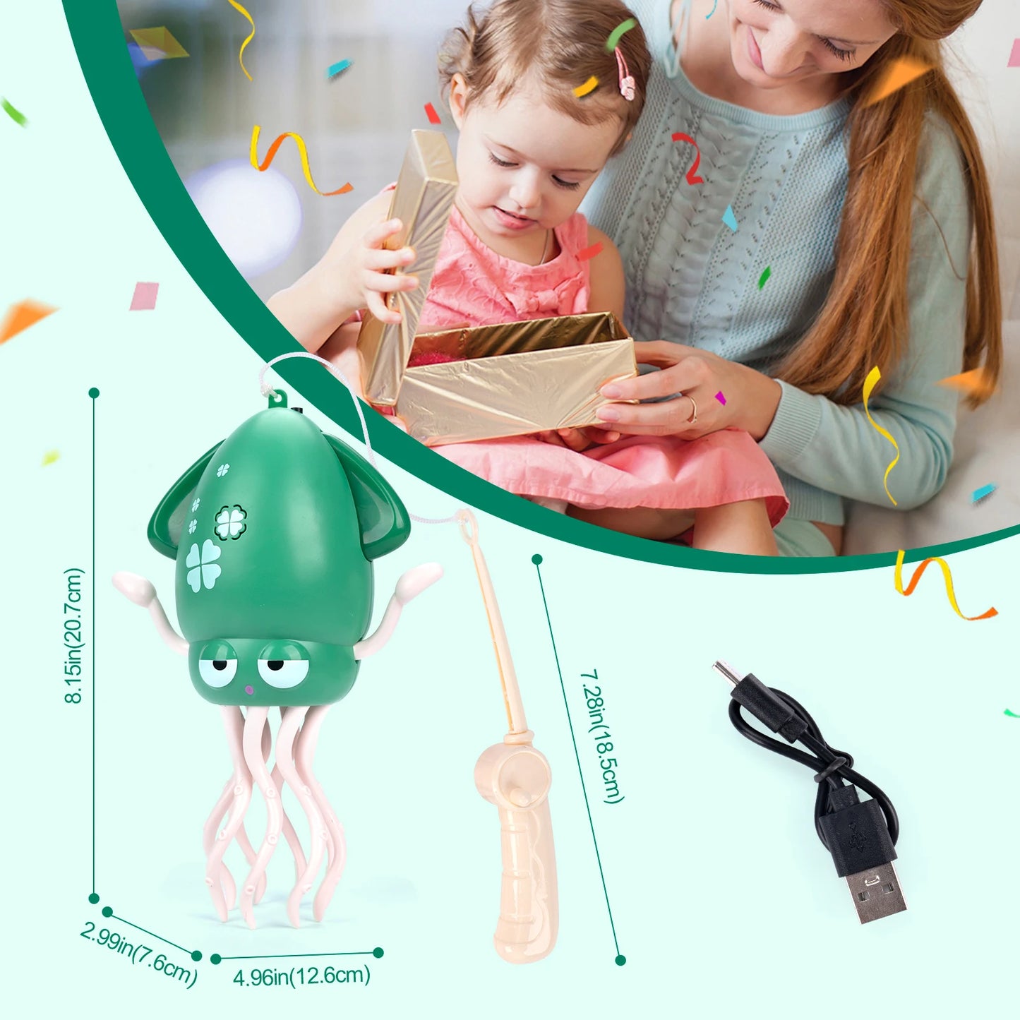 Funny Interactive Dancing Squid Toy with LED Lights and Music for Kids