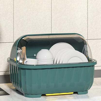 Dustproof Kitchen Tableware Storage Rack - Large Capacity Drain Rack & Cutlery Box - Multi-Functional Cupboard for Bowls & Cups