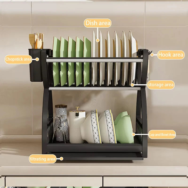 Double-Layer Countertop Kitchen Dish Rack