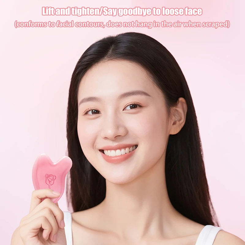 Facial Gua Sha Scraping Tool | Pink Resin Face Lifting & Nose Contouring Scraper
