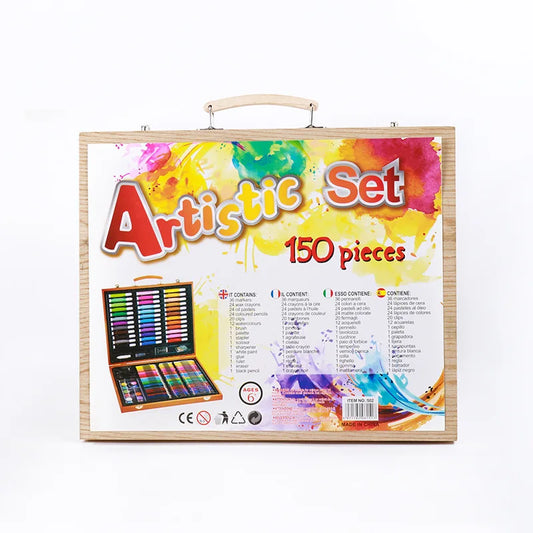 150-Piece Deluxe Art & Drawing Set (Premium Wooden Case)