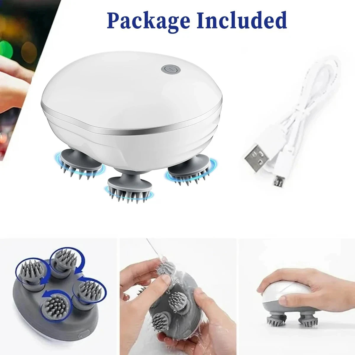4-in-1 Electric Body Massager - Smart Scalp & Head Massager with Silicone Claws