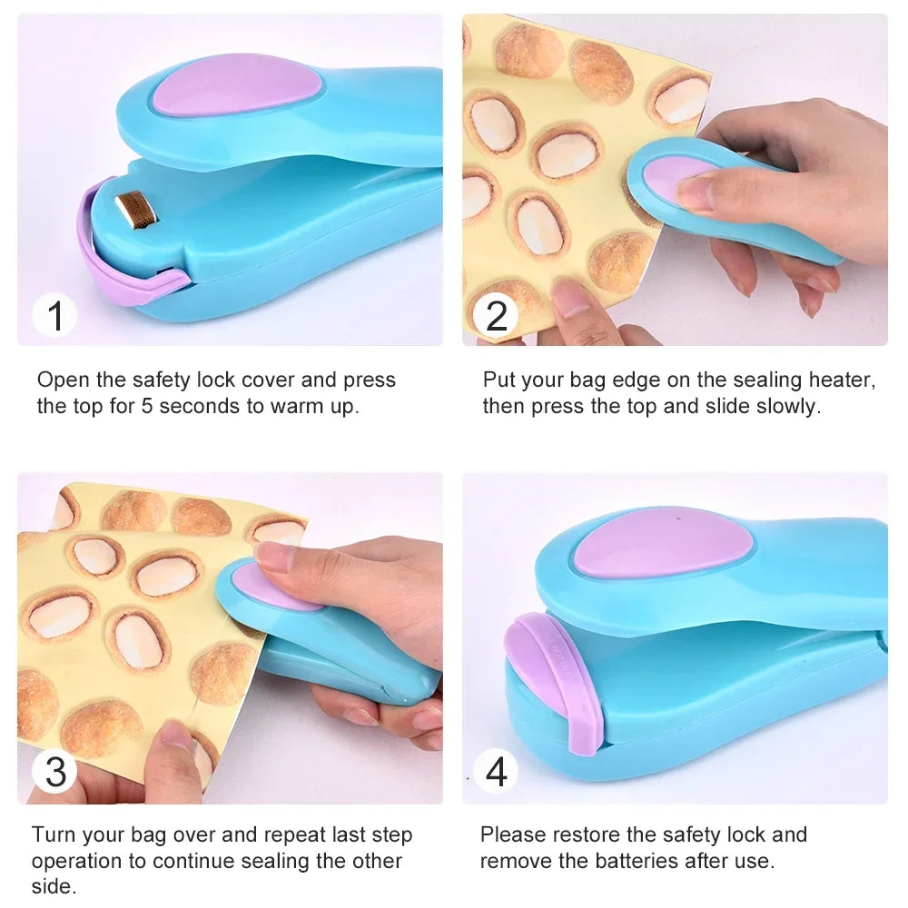 Mini Portable Bag Sealer & Kitchen Food Clip Gadget