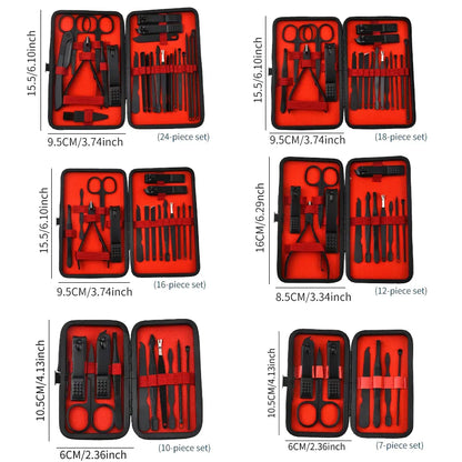 4-24 Piece Professional Manicure Set | Stainless Steel Nail Clipper & Pedicure Kit