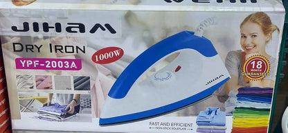 1000W Portable Dry Iron (Non-Stick Teflon Soleplate)